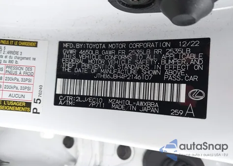 2023 Lexus Ux 250H F Sport Design z USA, uszkodzony, nr VIN JTHB6JBH4P2146107